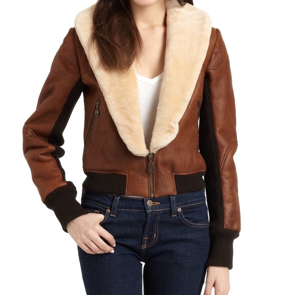 🚫SOLD🚫Doma Shearling Leather Jacket Coat Bomber - Picture 6 of 14